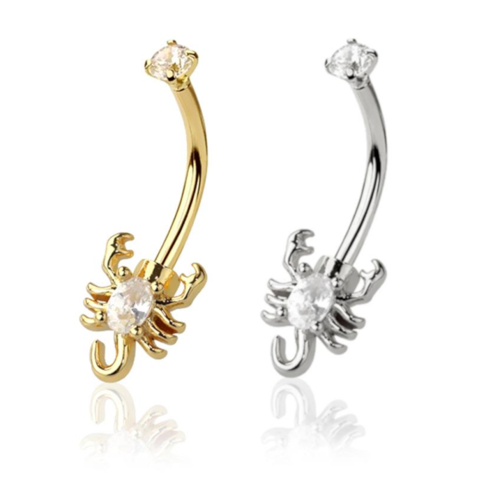 Scorpion Crystal Claw-Set Curved Barbell 16g