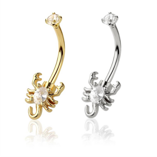 Scorpion Crystal Claw-Set Curved Barbell 16g