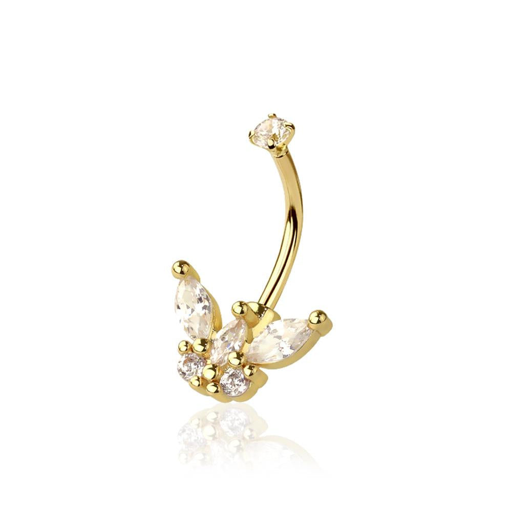 Claw-Set Marquise Wing Curved Barbell 16g