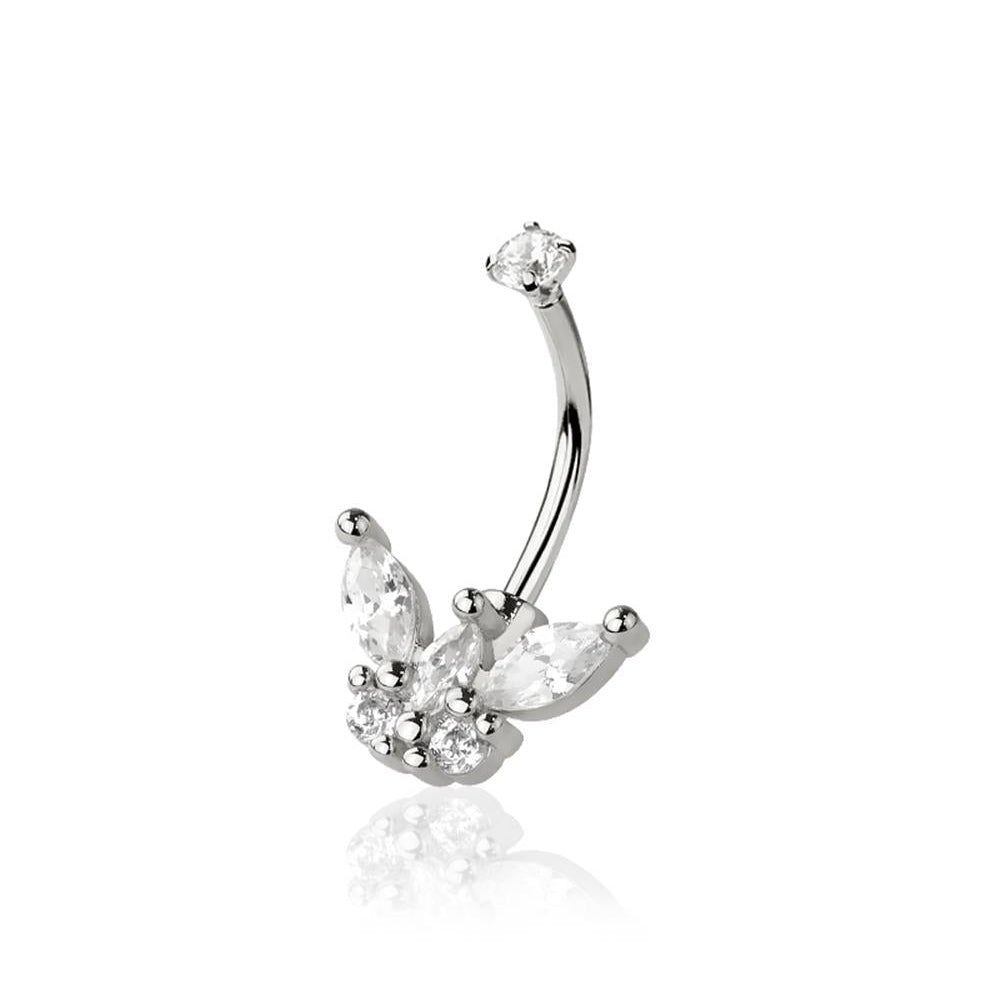 Claw-Set Marquise Wing Curved Barbell 16g