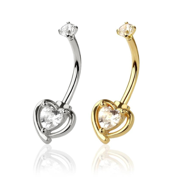 Heartline Crystal Claw-Set Curved Barbell 16g