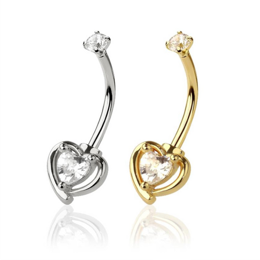 Heartline Crystal Claw-Set Curved Barbell 16g