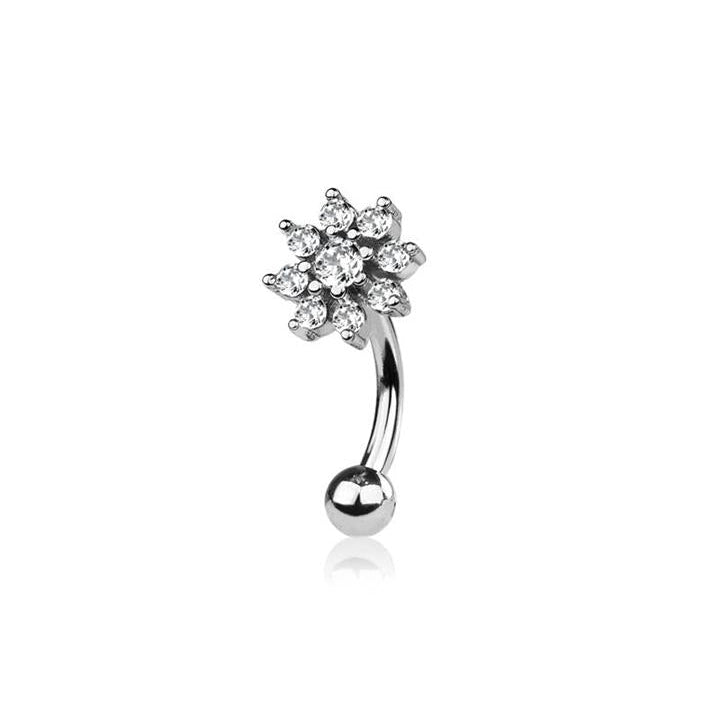 Crystal Blossom Curved Barbell 16g