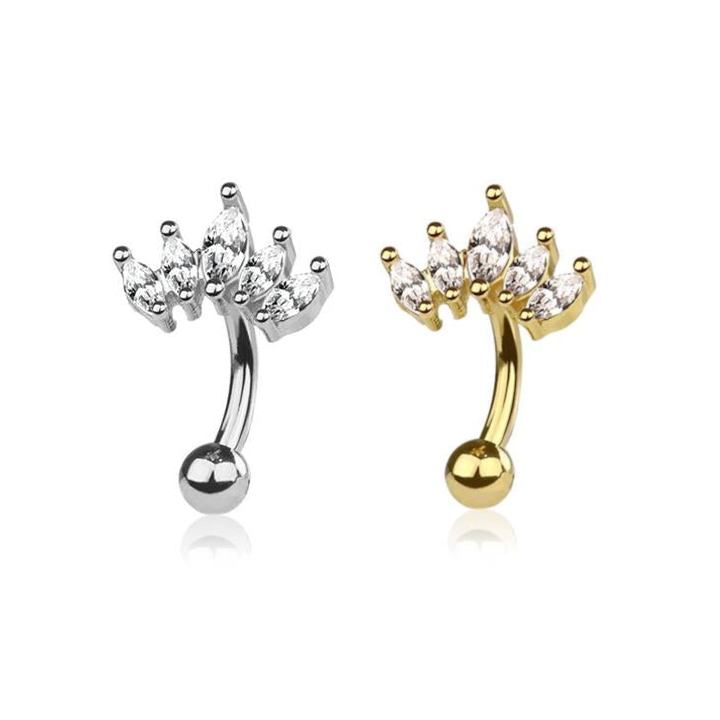 Marquise Crown Claw-Set Curved Barbell 16g