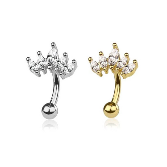 Marquise Crown Claw-Set Curved Barbell 16g