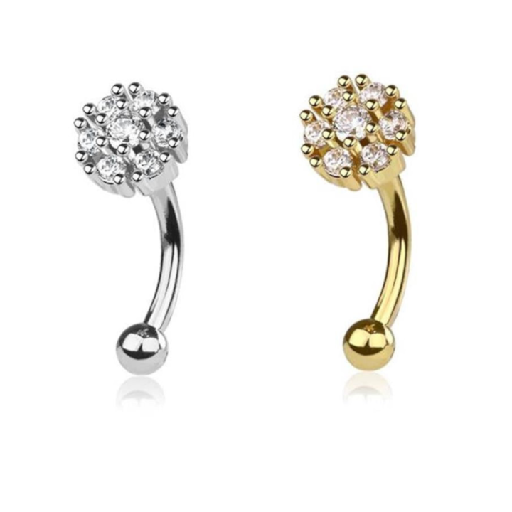 Bloom Crystal Cluster Curved Barbell 16g