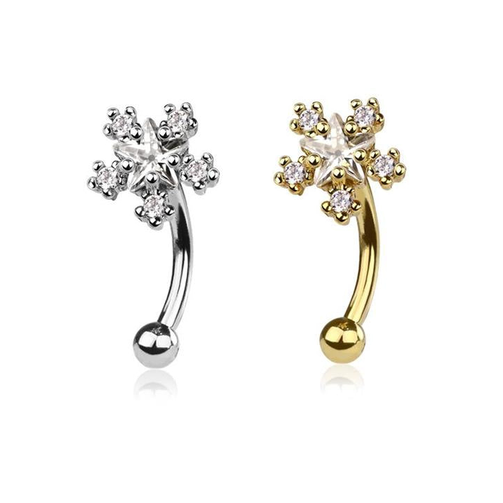 Starburst Crystal Claw-Set Curved Barbell 16g