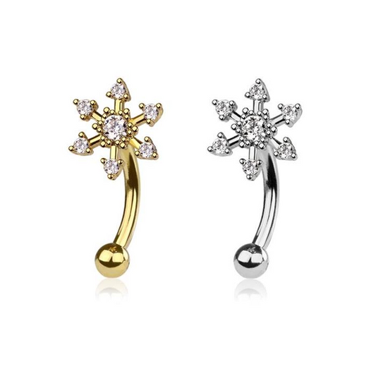 Snowflake Crystal Curved Barbell 16g