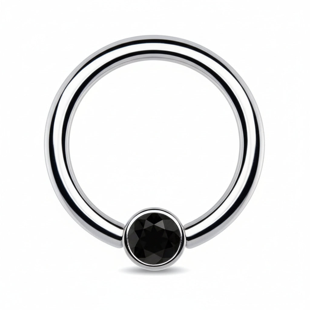 Surgical Steel Bezel-Set Captive Bead Ring 18g - 14g