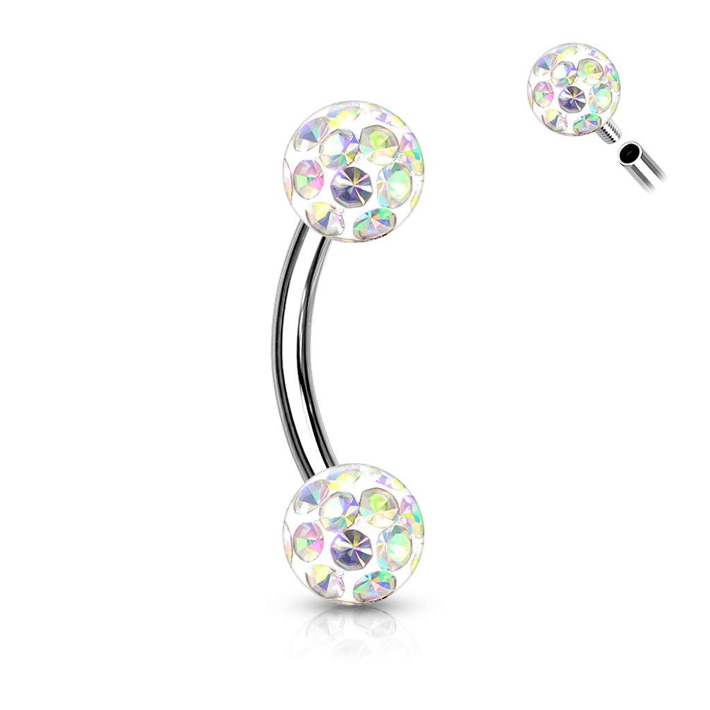 SS Ferido Bead Curved Barbell - Iridescent.