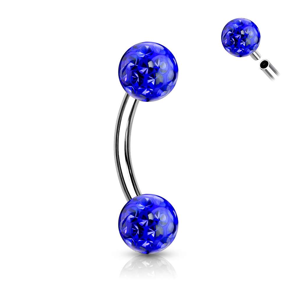 SS Ferido Bead Curved Barbell - Dark Blue