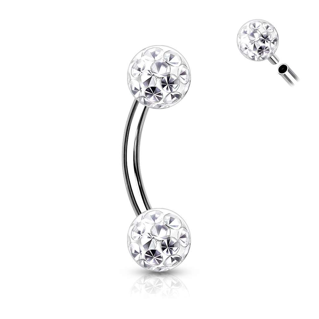 SS Ferido Bead Curved Barbell - clear
