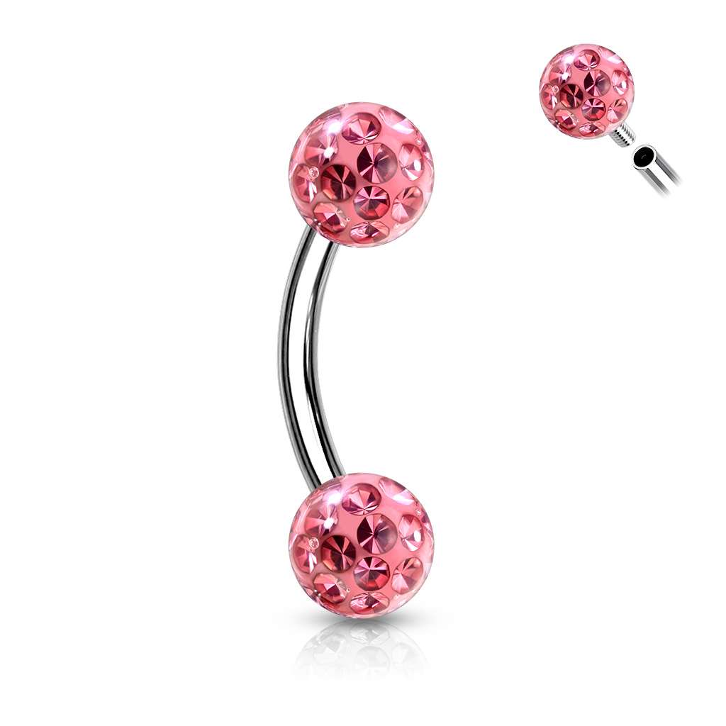 SS Ferido Bead Curved Barbell - Pink.