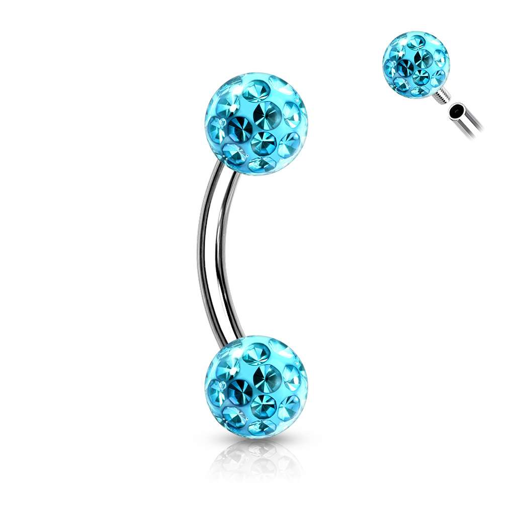 SS Ferido Bead Curved Barbell - Turquoise