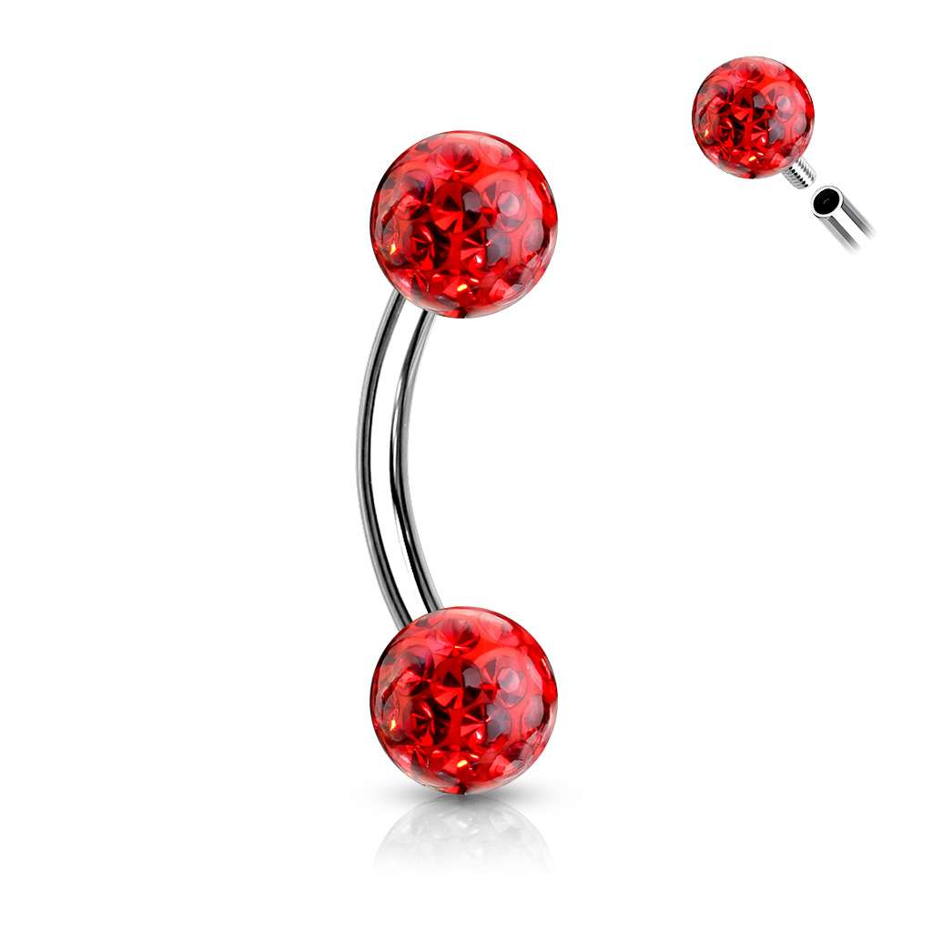 SS Ferido Bead Curved Barbell - Red.