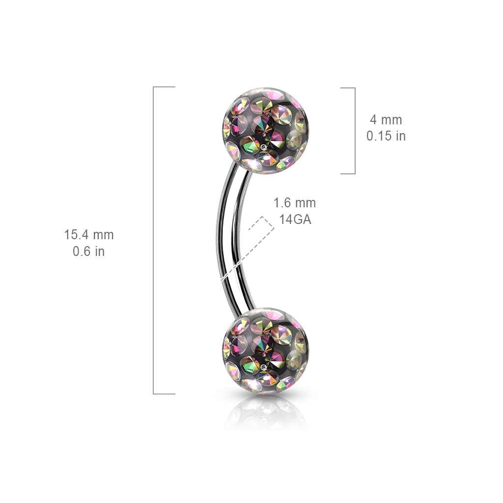 SS Ferido Bead Curved Barbell 16G.