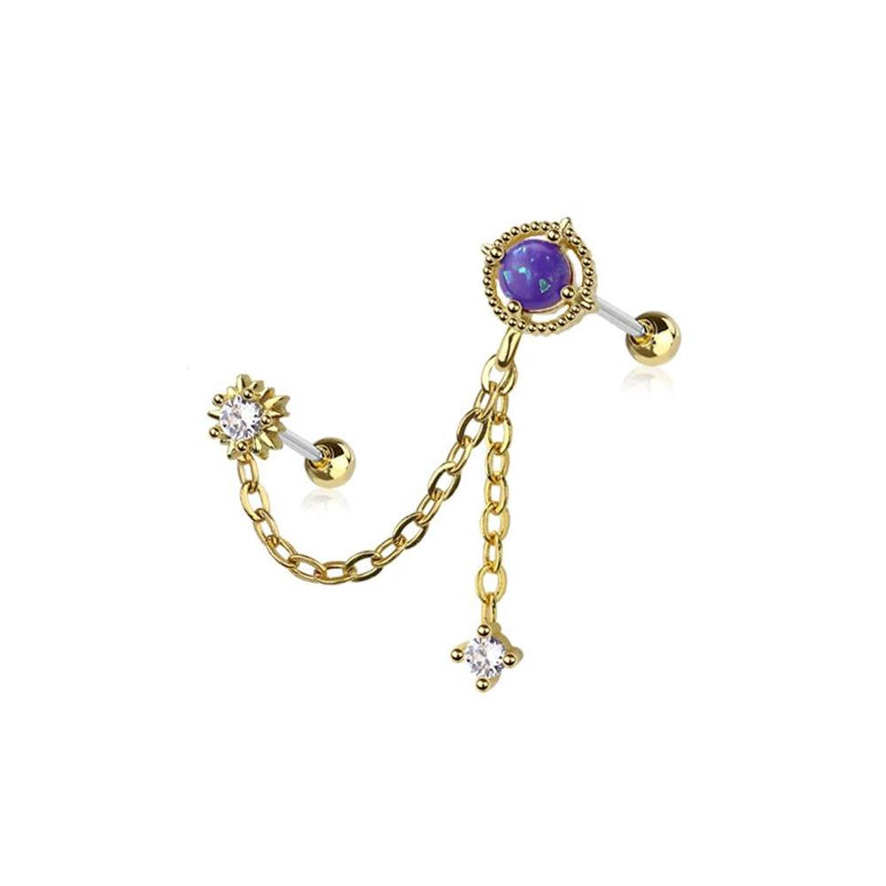 Surgical Steel Celestial Chain Dangle Double Ball Back