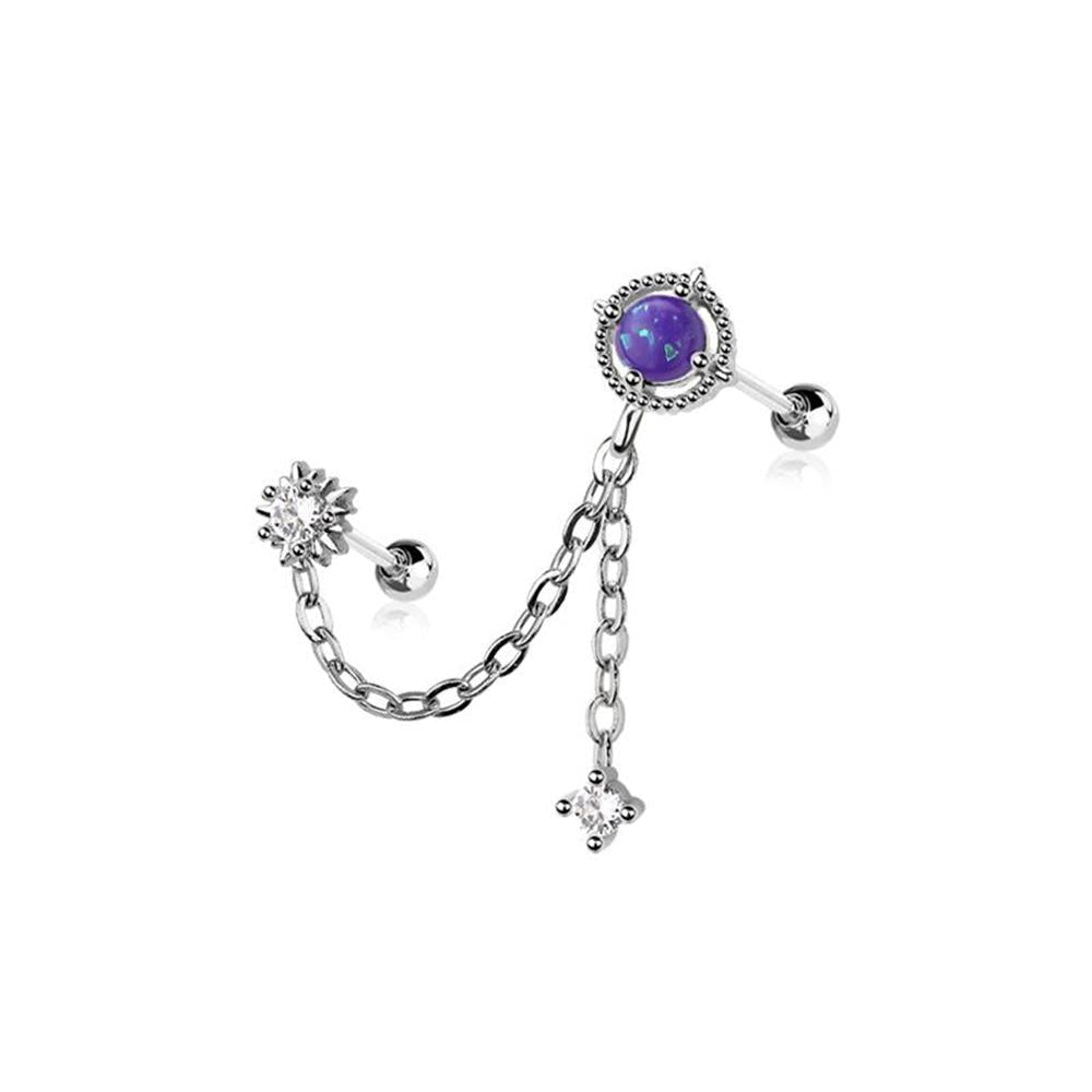 Surgical Steel Celestial Chain Dangle Double Ball Back