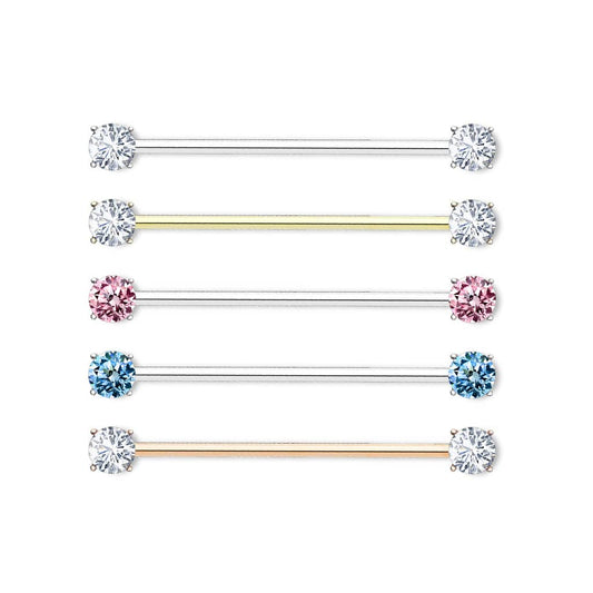 Claw-set Crystal Ends Industrial Barbell 14g (7)