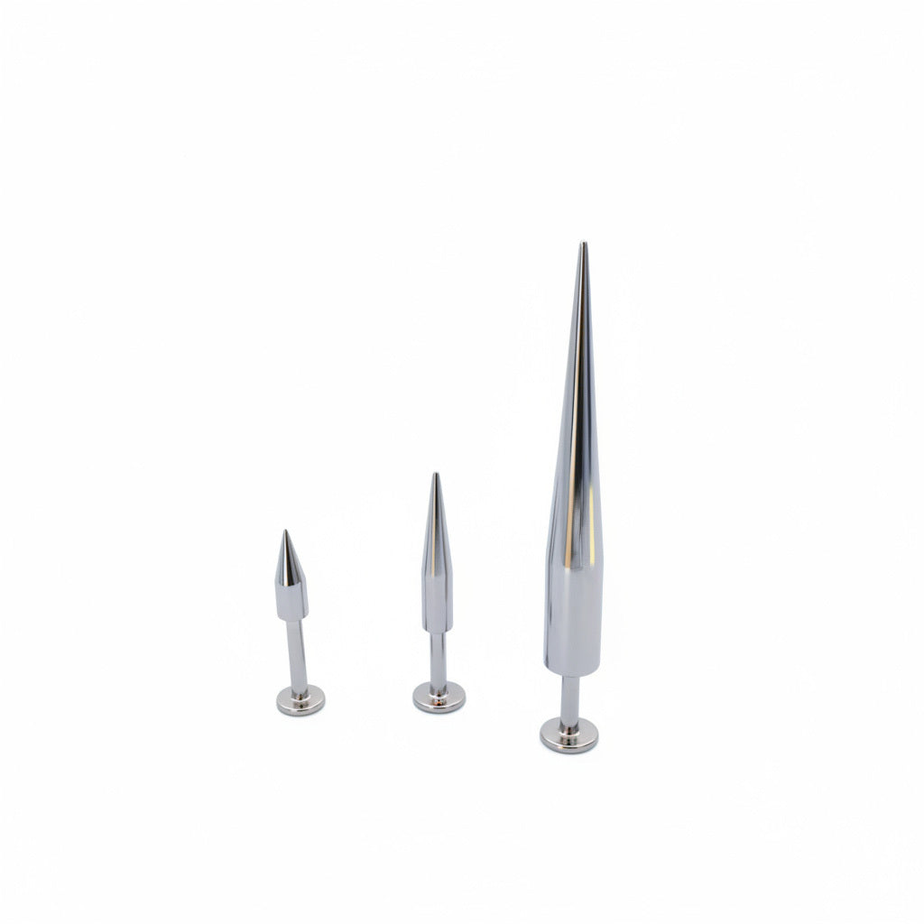 Surgical Steel Taper Cylindrical Spike Disturbed Flat Back 14g