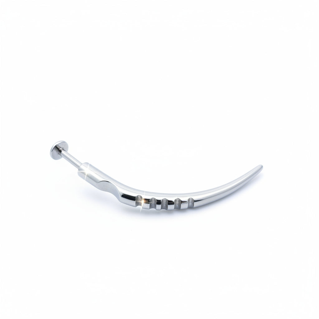 Surgical Steel Curved Textured Spike Disturbed Flat Back 14g