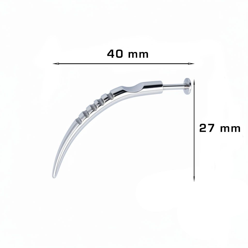 Surgical Steel Curved Textured Spike Disturbed Flat Back 14g
