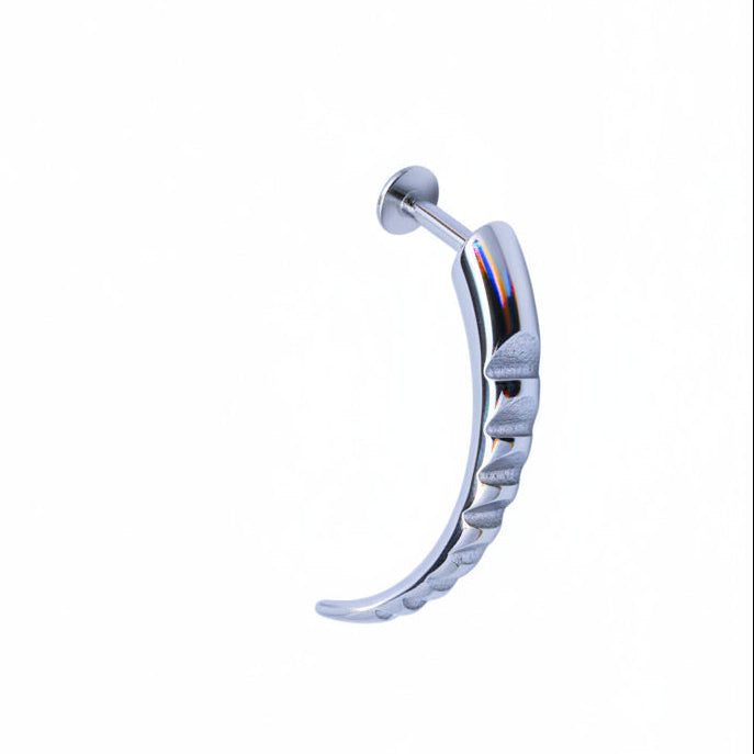Surgical Steel Curved Textured Spike Disturbed Flat Back 14g