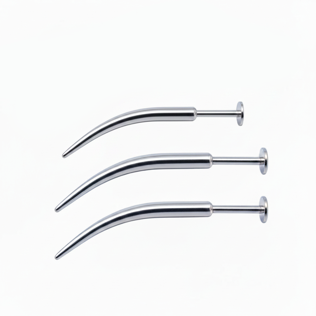 Surgical Steel Long Disturbed Flat Back 14g