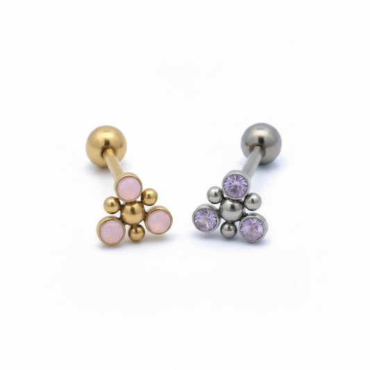 Premium Moonstone Dotwork Tongue Barbell 14g