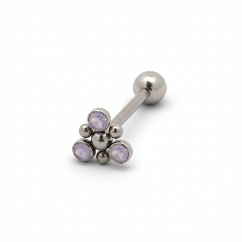 Premium Moonstone Dotwork Tongue Barbell 14g