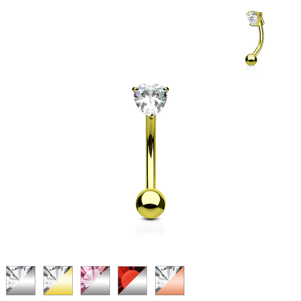 Forward-Facing Heart Curved Barbell 16g