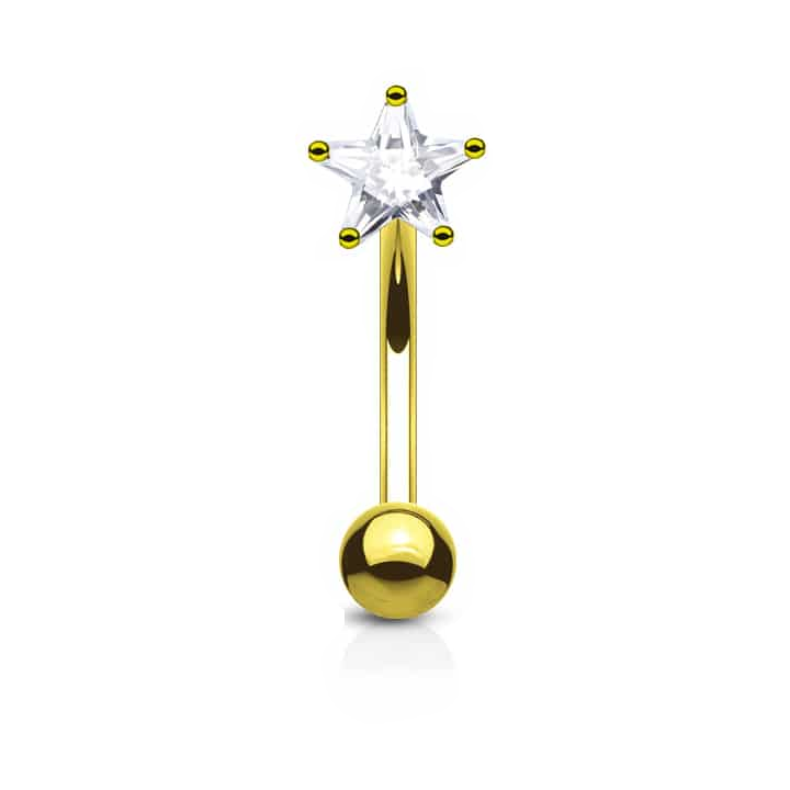 Side-Set Claw-Set Crystal Star Curved Barbell 16g