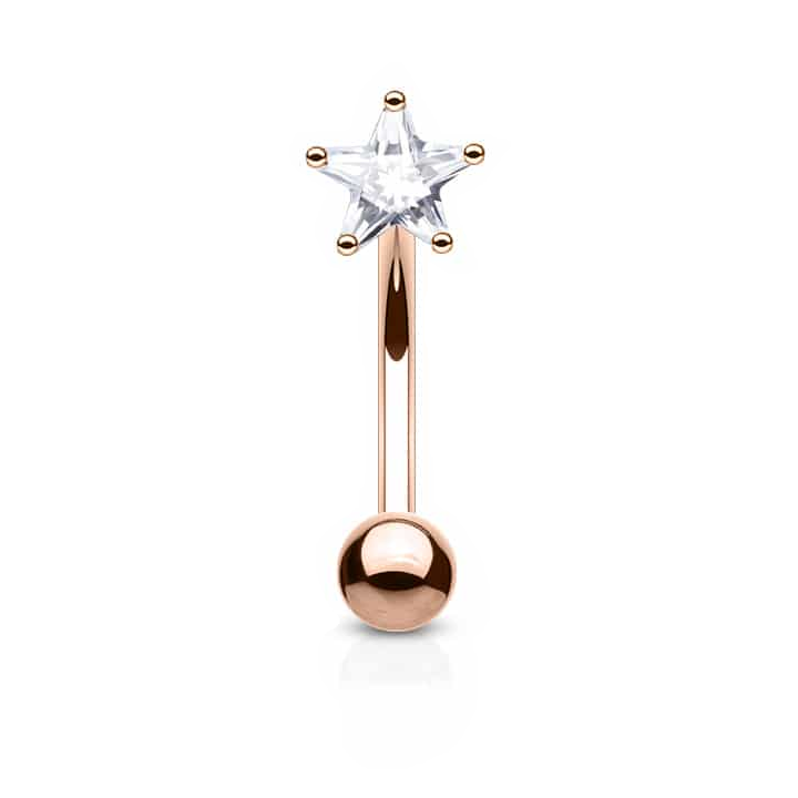Side-Set Claw-Set Crystal Star Curved Barbell 16g