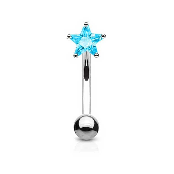 Side-Set Claw-Set Crystal Star Curved Barbell 16g