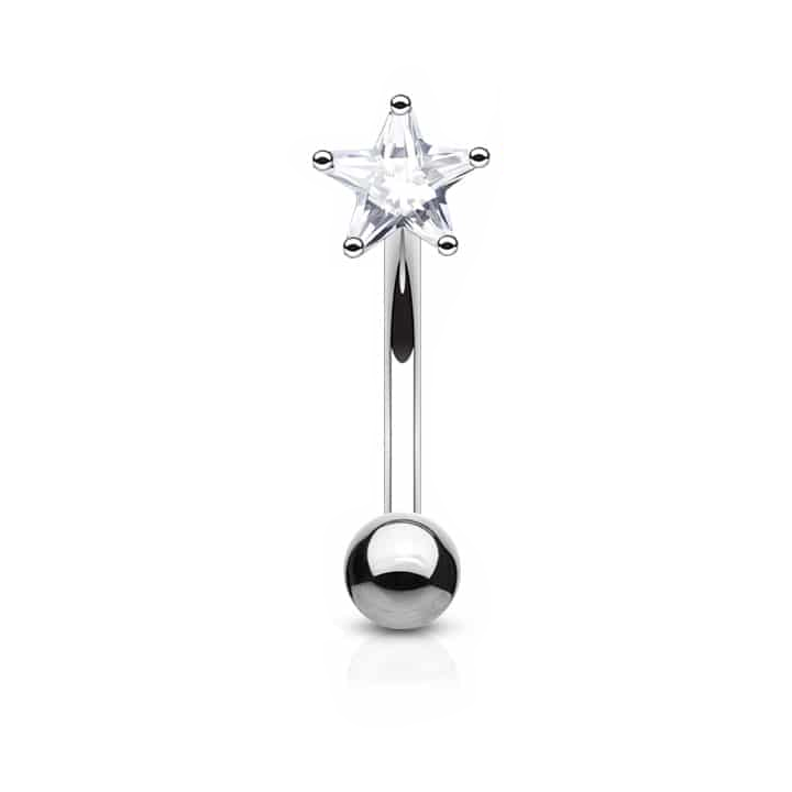 Side-Set Claw-Set Crystal Star Curved Barbell 16g