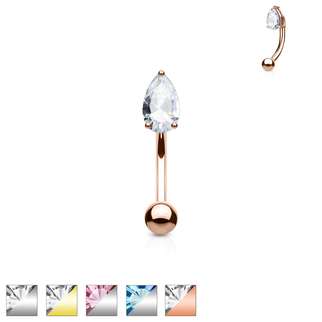 Forward-Facing Pear Curved Barbell 16g