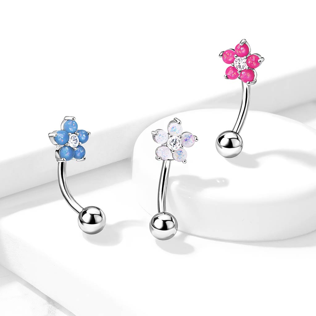 Opal Flower Curved Barbell 16g (8)