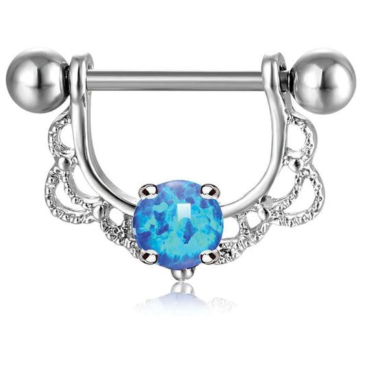 Filigree + Bold Blue Opal Nipple Shield