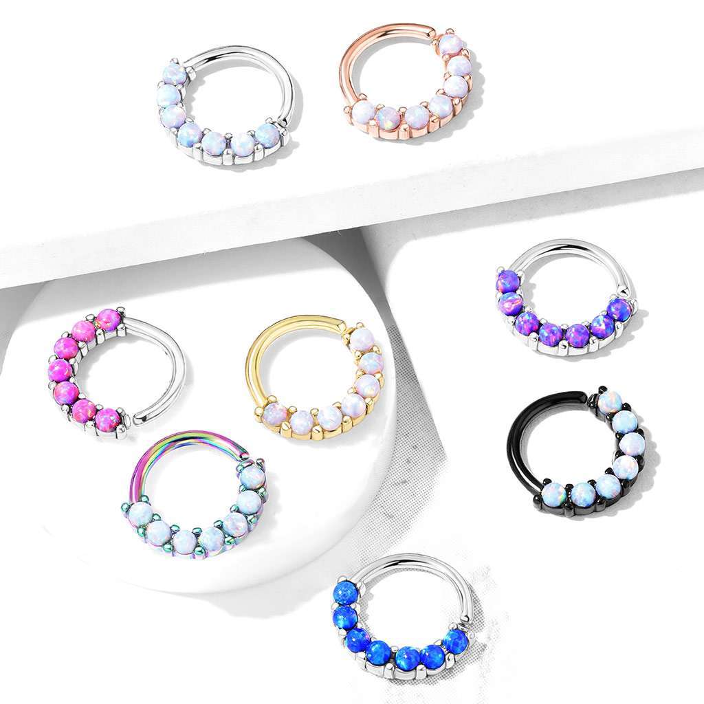 Fine Filigree Bendable, 16g, 9mm diam, opal and Austrial Crystal