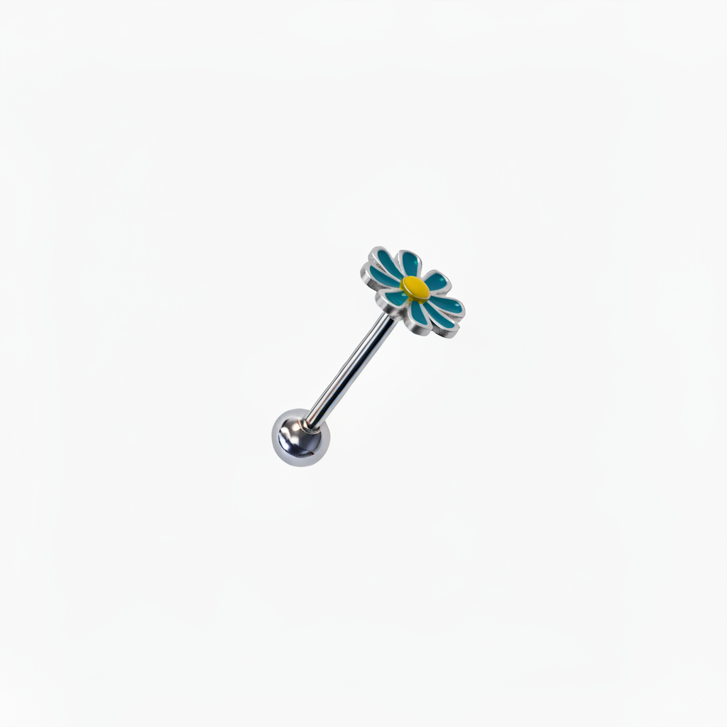Premium Daisy Tongue Barbell 14g
