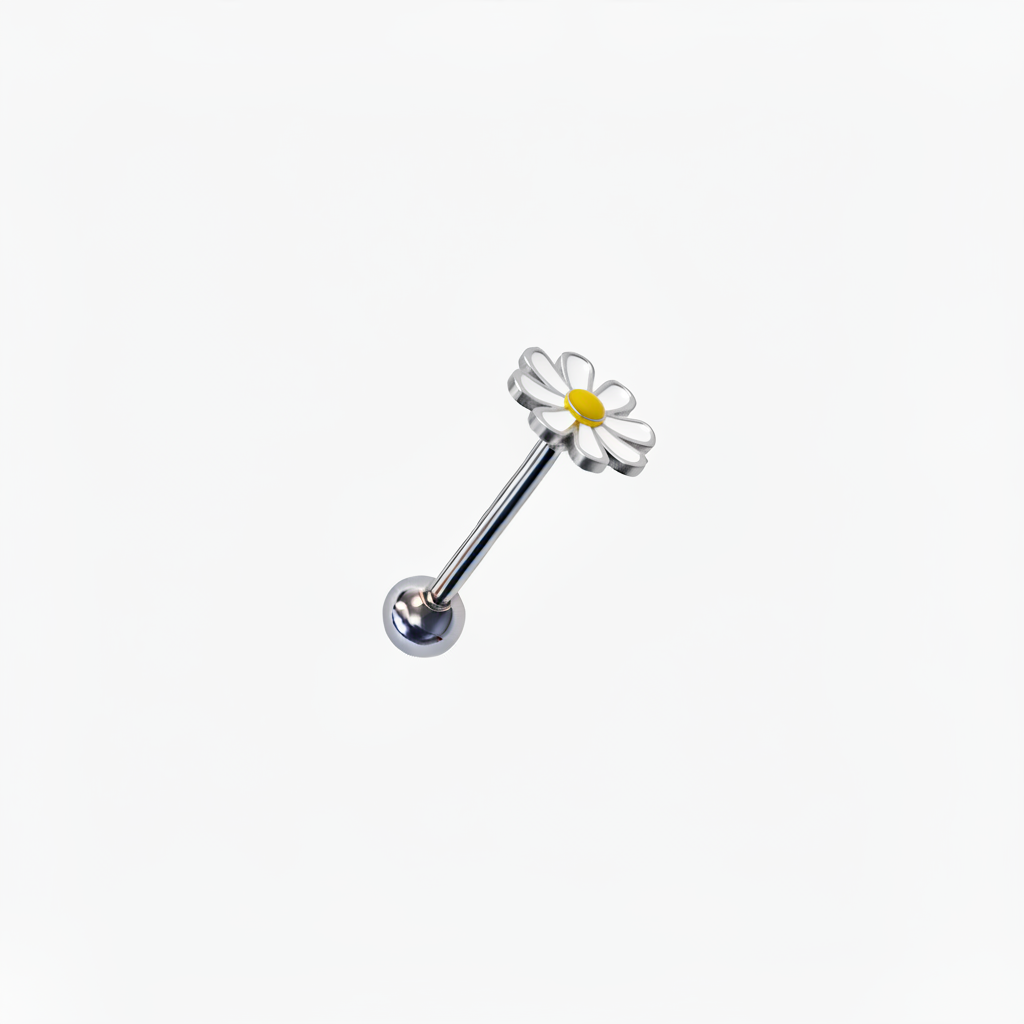 Premium Daisy Tongue Barbell 14g