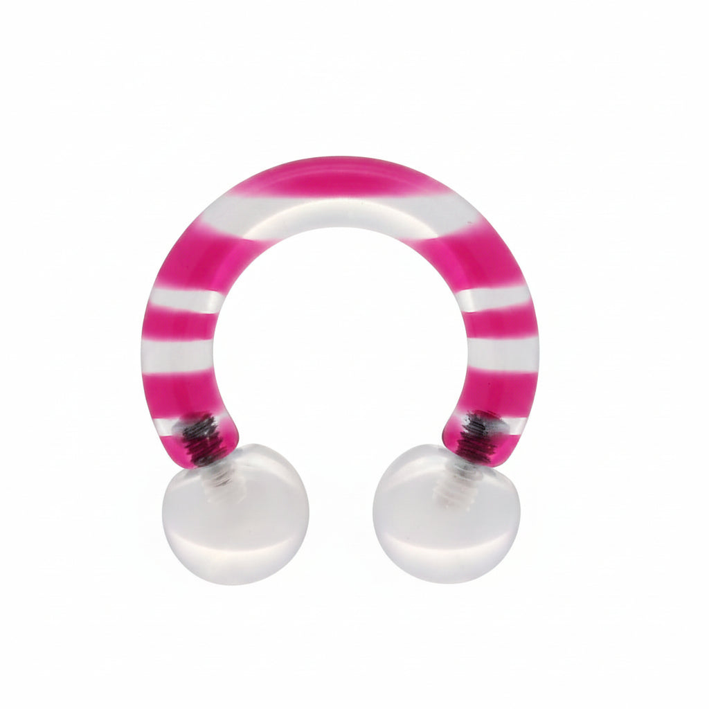 Lucite Stripes Circular Barbell Externally Threaded