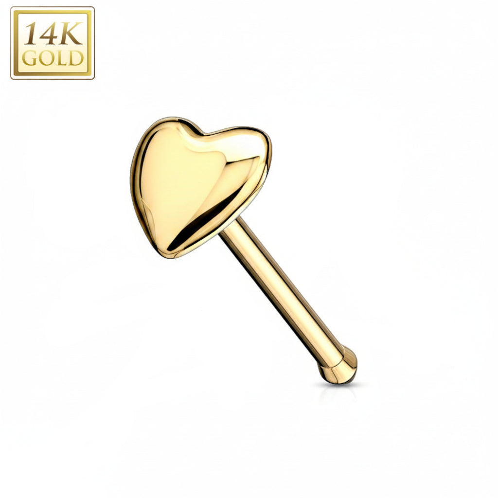 14K Gold Heart Nose Bone 20g
