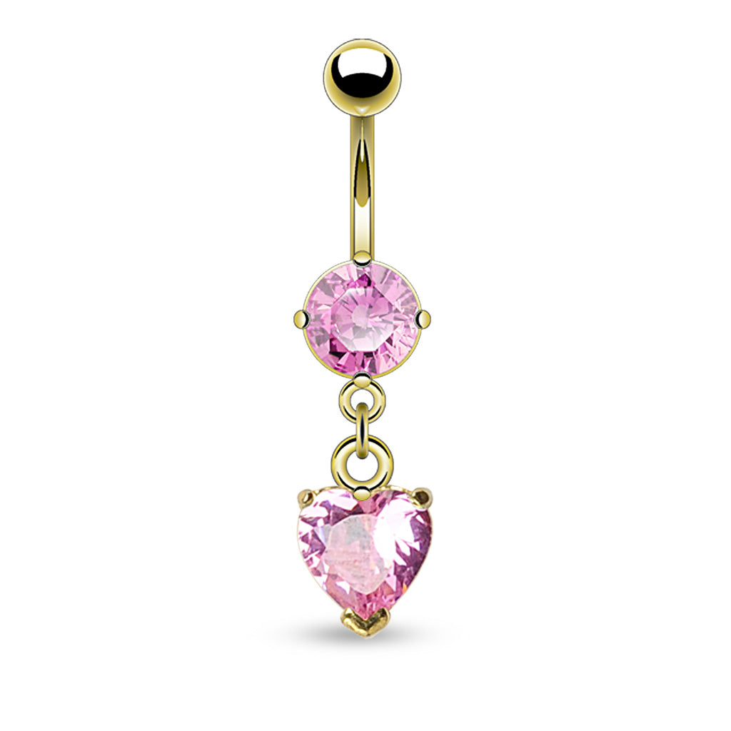 Chain Claw-Set Crystal Heart Navel Dangle 14g