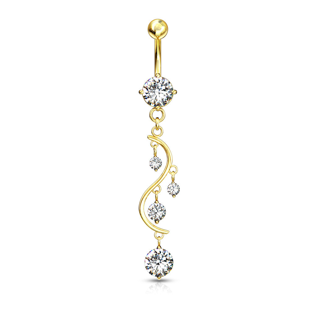 Claw-Set Multi-Crystal Wave Waterfall Belly Dangle 14g