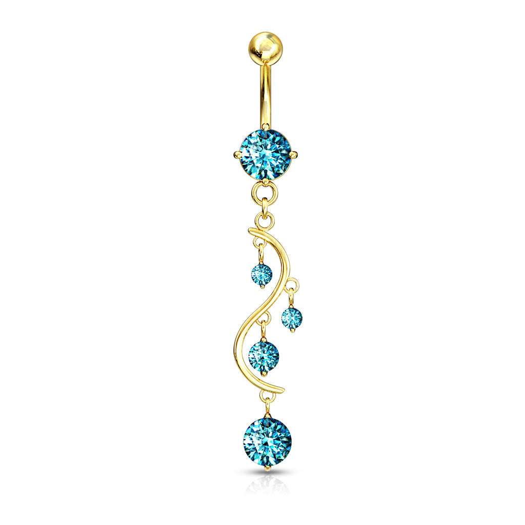 Claw-Set Multi-Crystal Wave Waterfall Belly Dangle 14g