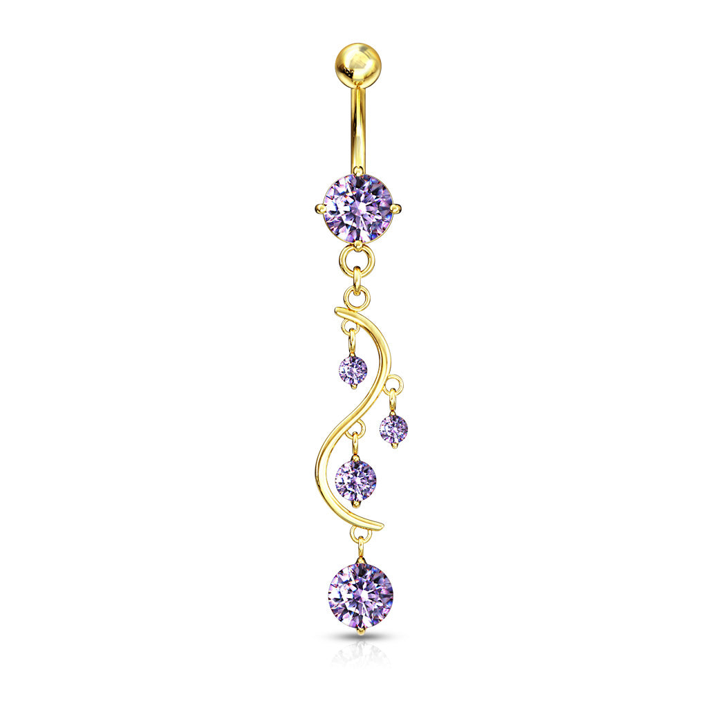 Claw-Set Multi-Crystal Wave Waterfall Belly Dangle 14g
