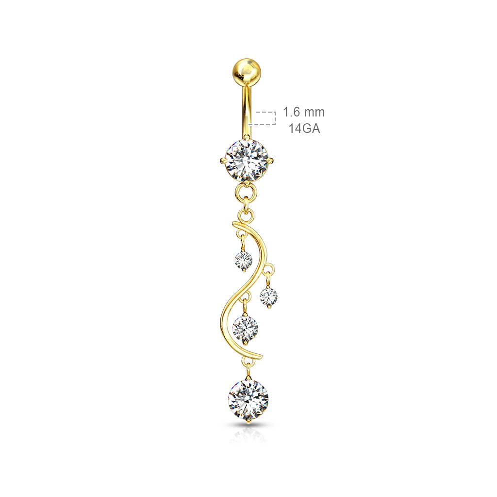 Claw-Set Multi-Crystal Wave Waterfall Belly Dangle 14g