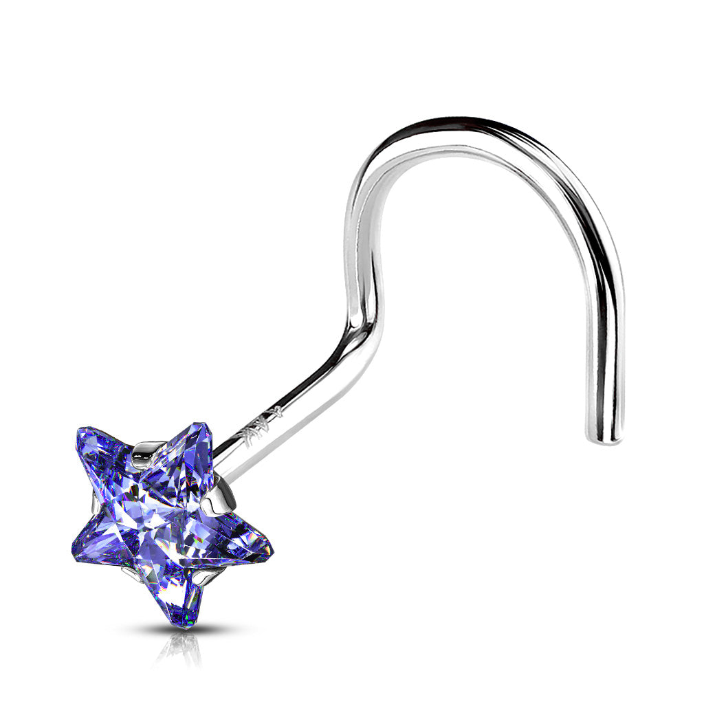 14K Gold Claw-Set Star Nose Screw 20g