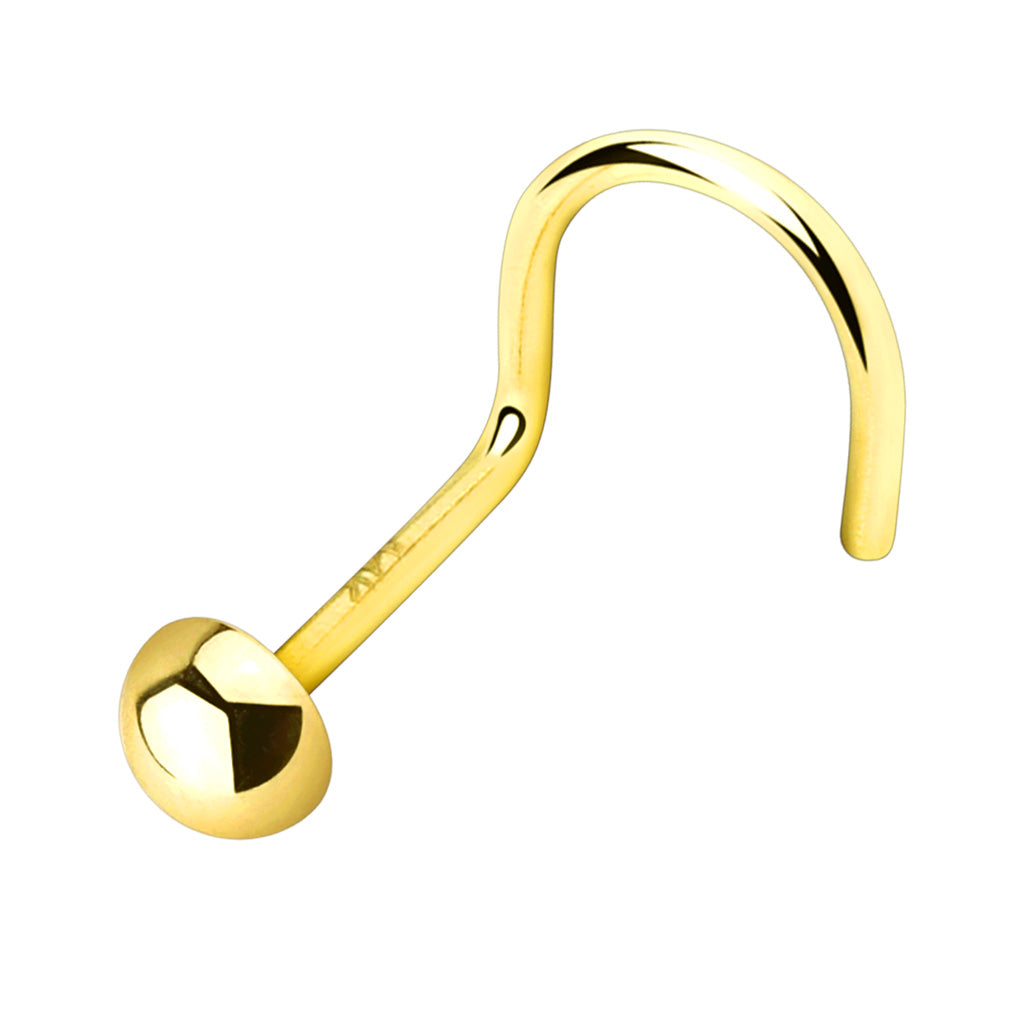 14K Gold Dome Top Nose Screw 20g